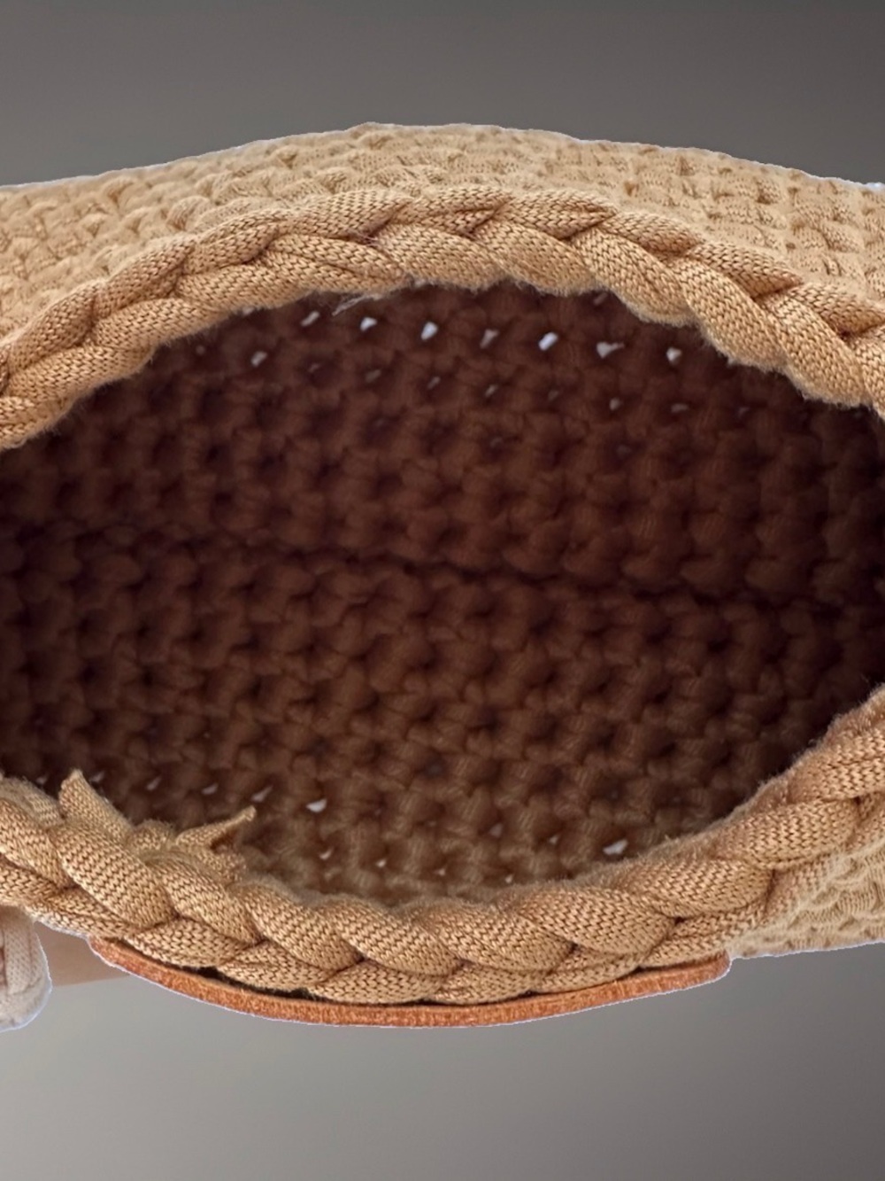 Handmade Brown & Cream Crochet Flower Hand Bag - Picture 7 of 8